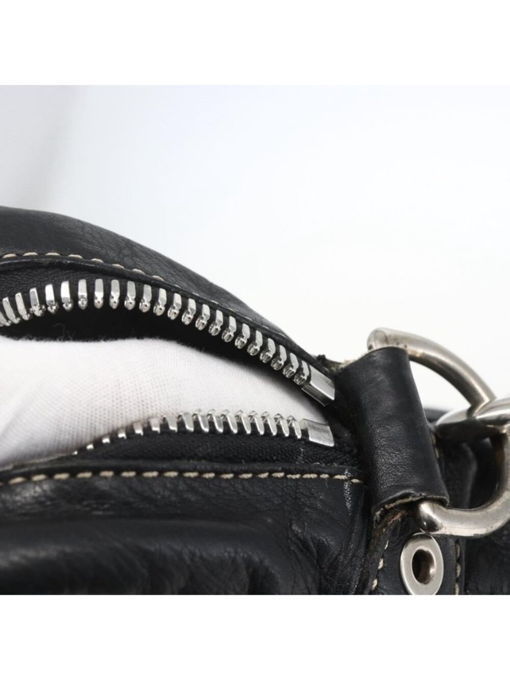 Authentic GUCCI Shoulder Bag Leather Black Silver 201451 - Picture 8 of 16